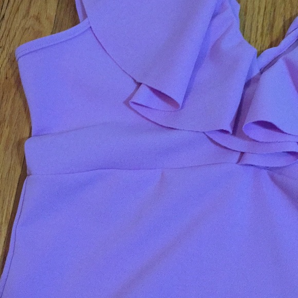 Lavender ruffle top bodysuit Medium Off shoulder m - Picture 4 of 5